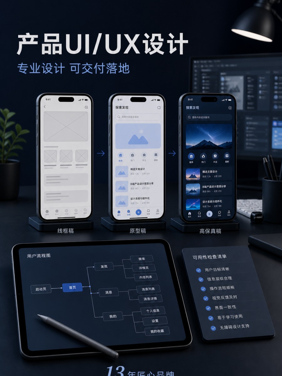 产品 UI/UX 设计 &middot; 体验驱动转化