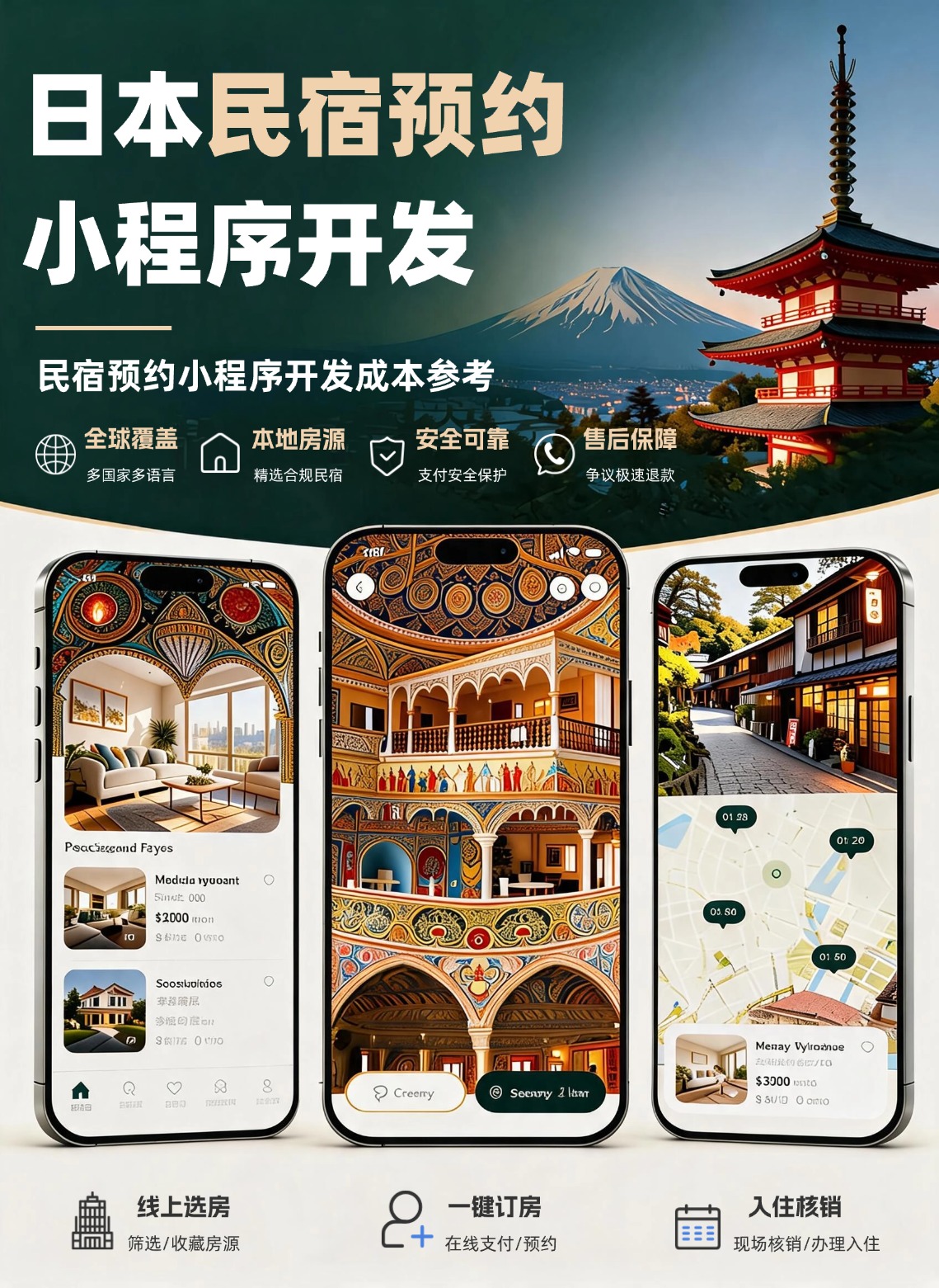 日本民宿预约小程序定制｜跨境民宿房源预约管理系统开发