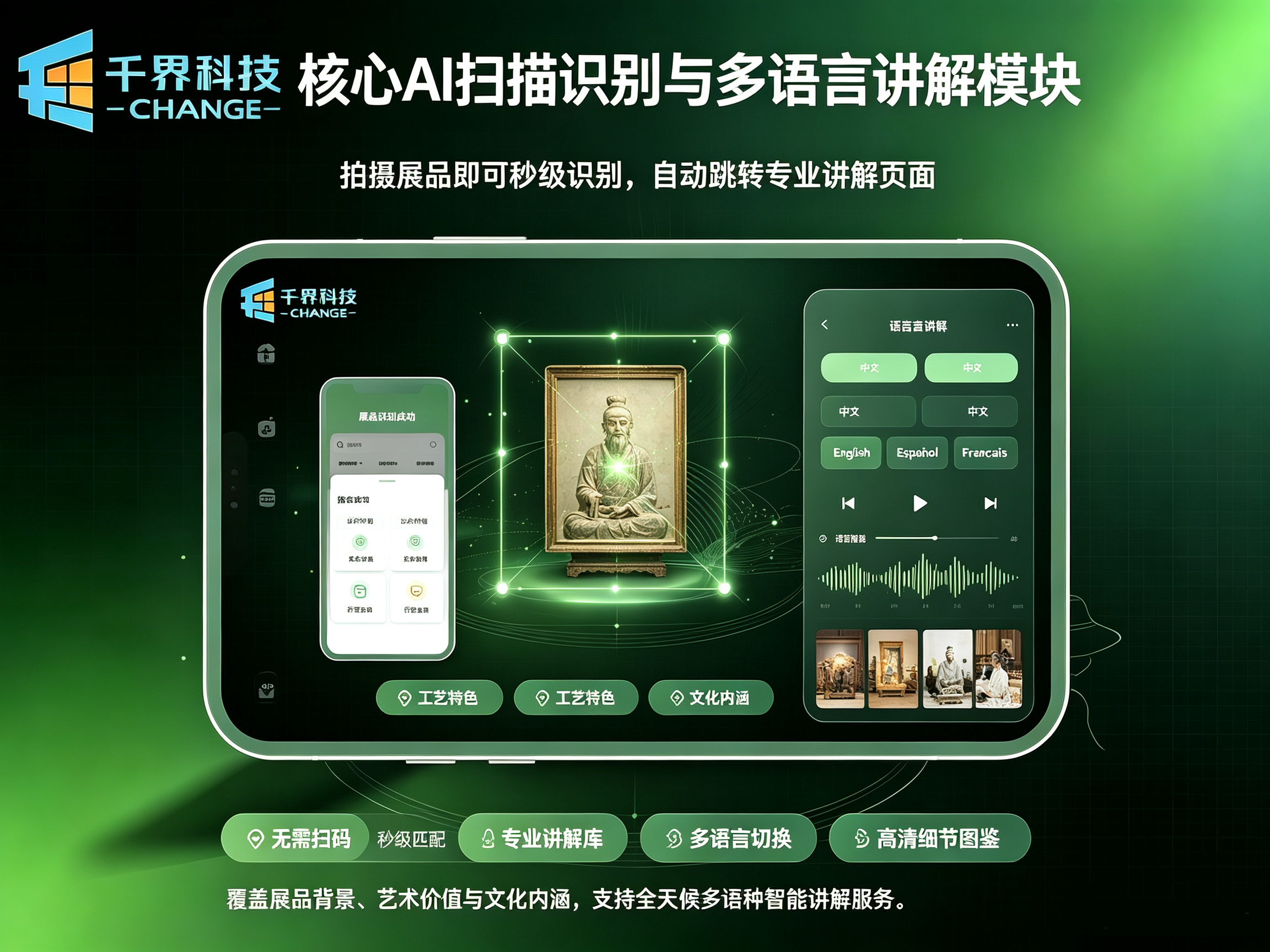 核心AI扫描识别与多语言讲解模块