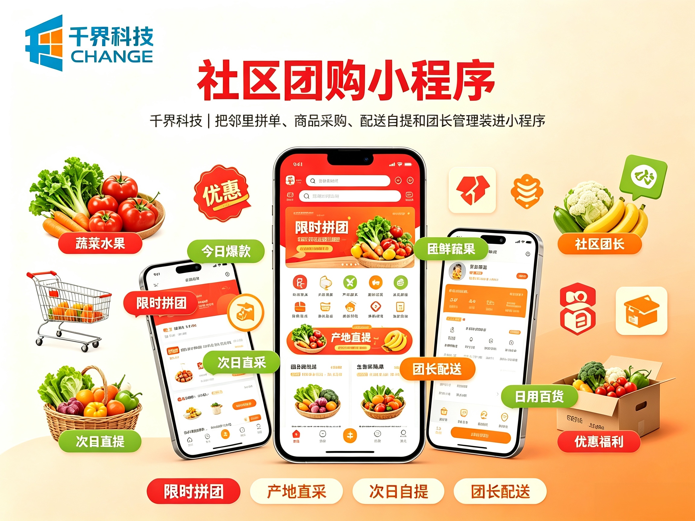社区团购小程序定制：社群卖货、预售模式、供应商入驻、数据统计详解